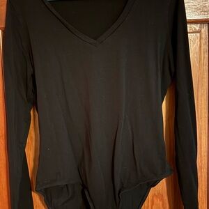 Black V-Neck Women's Top